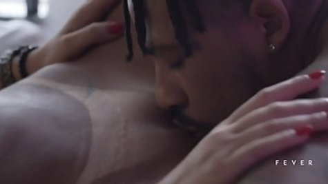 Big titted lady with perky nipples got horny while a black guy was sucking her toes