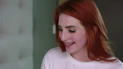 Braces don't stop redhead Aria Carson from having sex