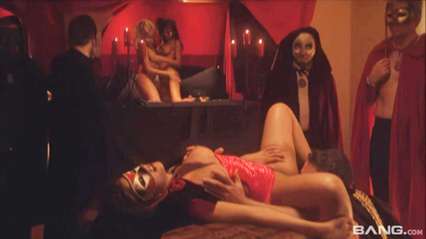 Melanie in Melanie Fucks A Stud Surrounded By Masked Strangers At A Sex Society Party