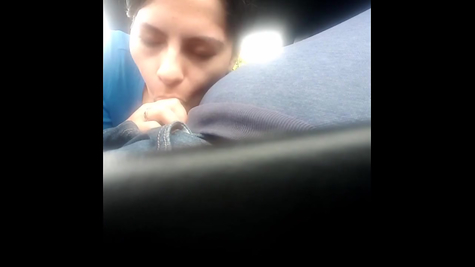 Blowjob in the car from a working icicle
